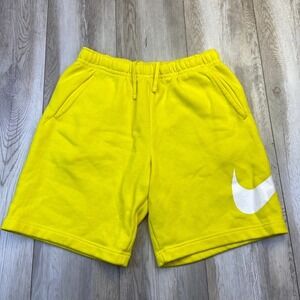 Nike Sportswear Club shorts Mens Medium Yellow White Fleece casual Men BV2721
